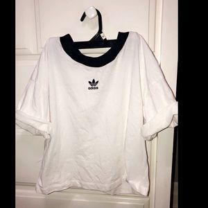 Adidas Cropped White and Black shirt